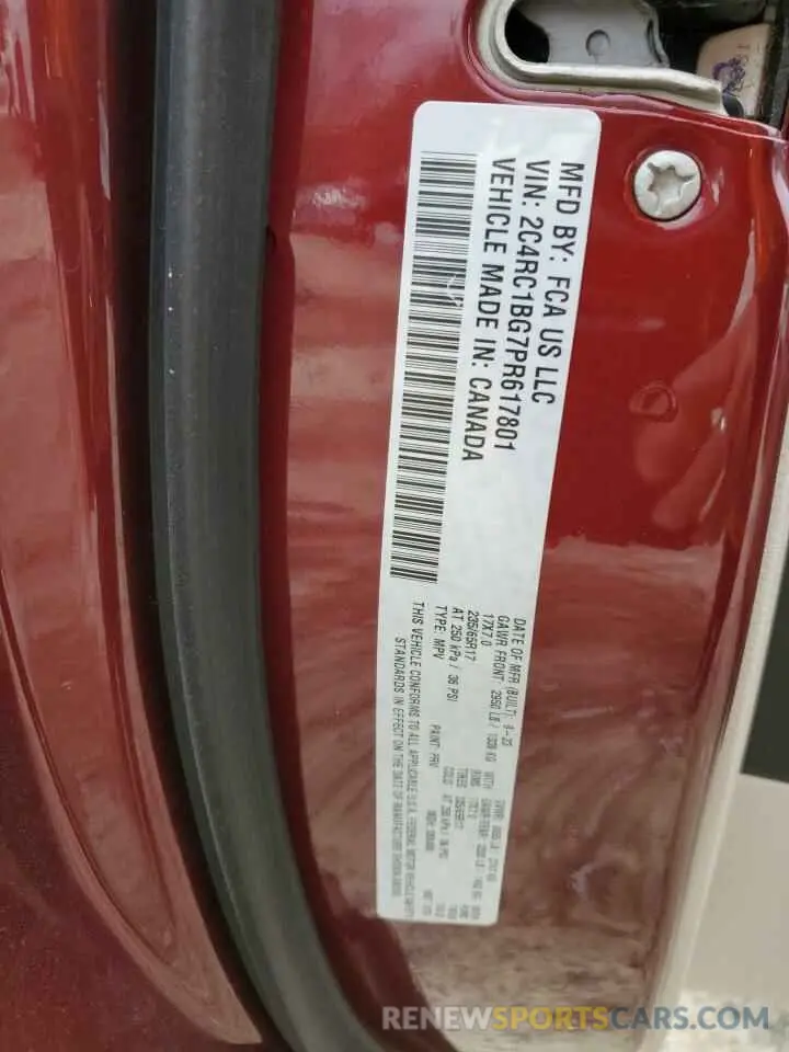 13 Фотография поврежденного автомобиля 2C4RC1BG7PR617801 CHRYSLER PACIFICA 2023