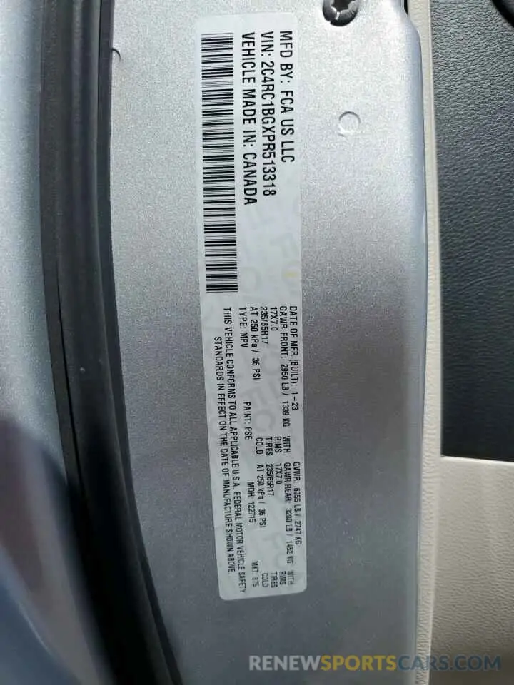 13 Photograph of a damaged car 2C4RC1BGXPR513318 CHRYSLER PACIFICA 2023