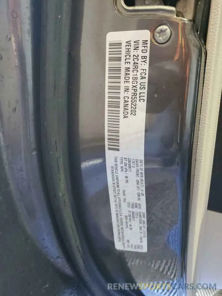 14 Photograph of a damaged car 2C4RC1BGXPR552202 CHRYSLER PACIFICA 2023
