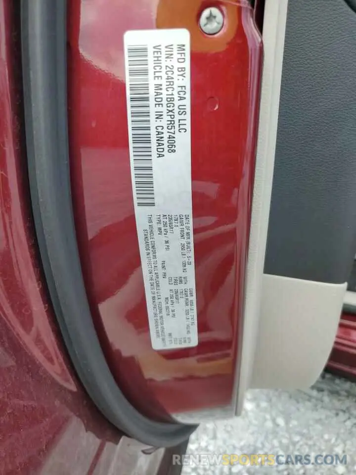 13 Photograph of a damaged car 2C4RC1BGXPR574068 CHRYSLER PACIFICA 2023