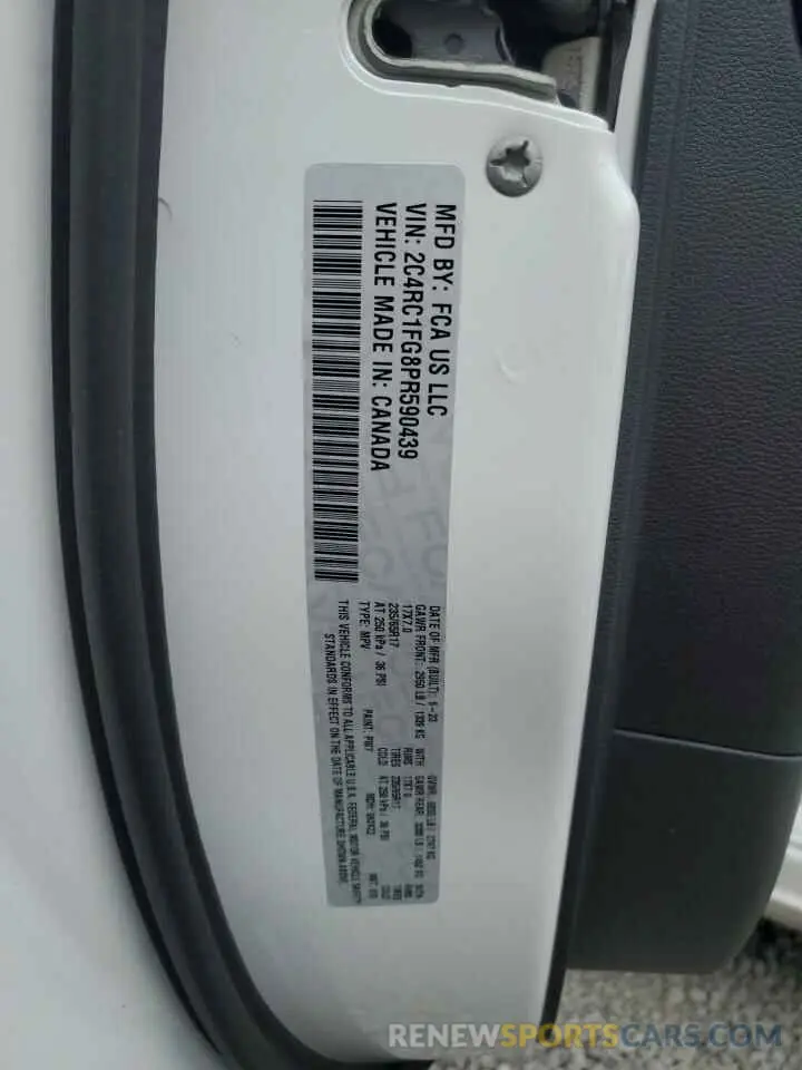 13 Фотография поврежденного автомобиля 2C4RC1FG8PR590439 CHRYSLER PACIFICA 2023