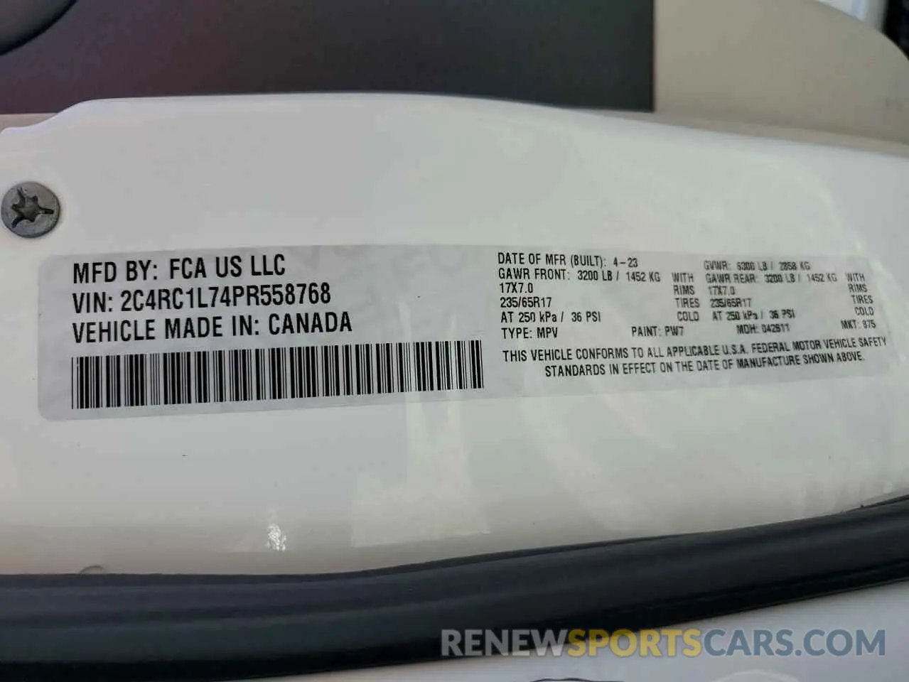 13 Фотография поврежденного автомобиля 2C4RC1L74PR558768 CHRYSLER PACIFICA 2023