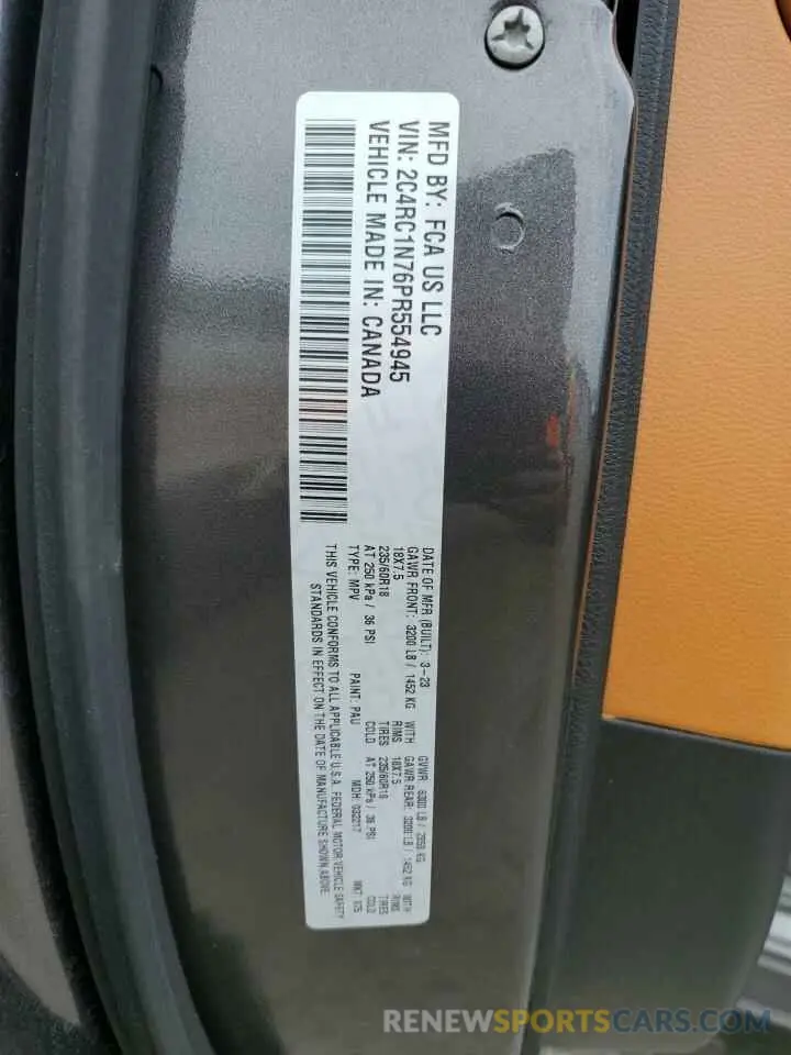13 Фотография поврежденного автомобиля 2C4RC1N76PR554945 CHRYSLER PACIFICA 2023