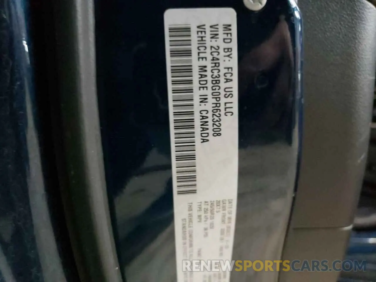 13 Photograph of a damaged car 2C4RC3BG0PR623208 CHRYSLER PACIFICA 2023