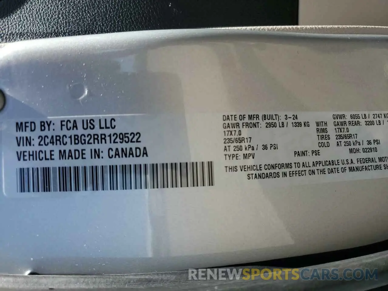 13 Фотография поврежденного автомобиля 2C4RC1BG2RR129522 CHRYSLER PACIFICA 2024