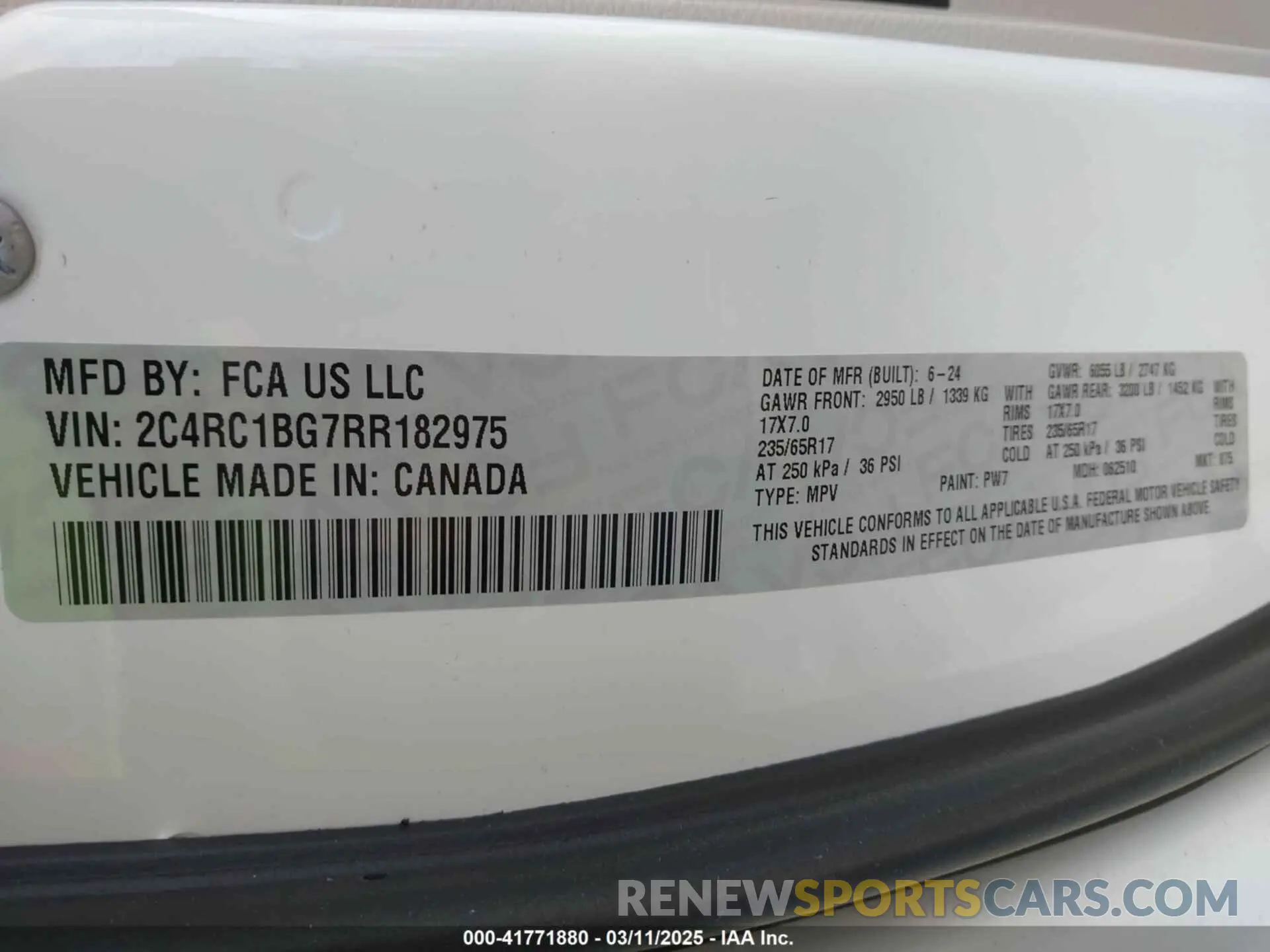 9 Фотография поврежденного автомобиля 2C4RC1BG7RR182975 CHRYSLER PACIFICA 2024