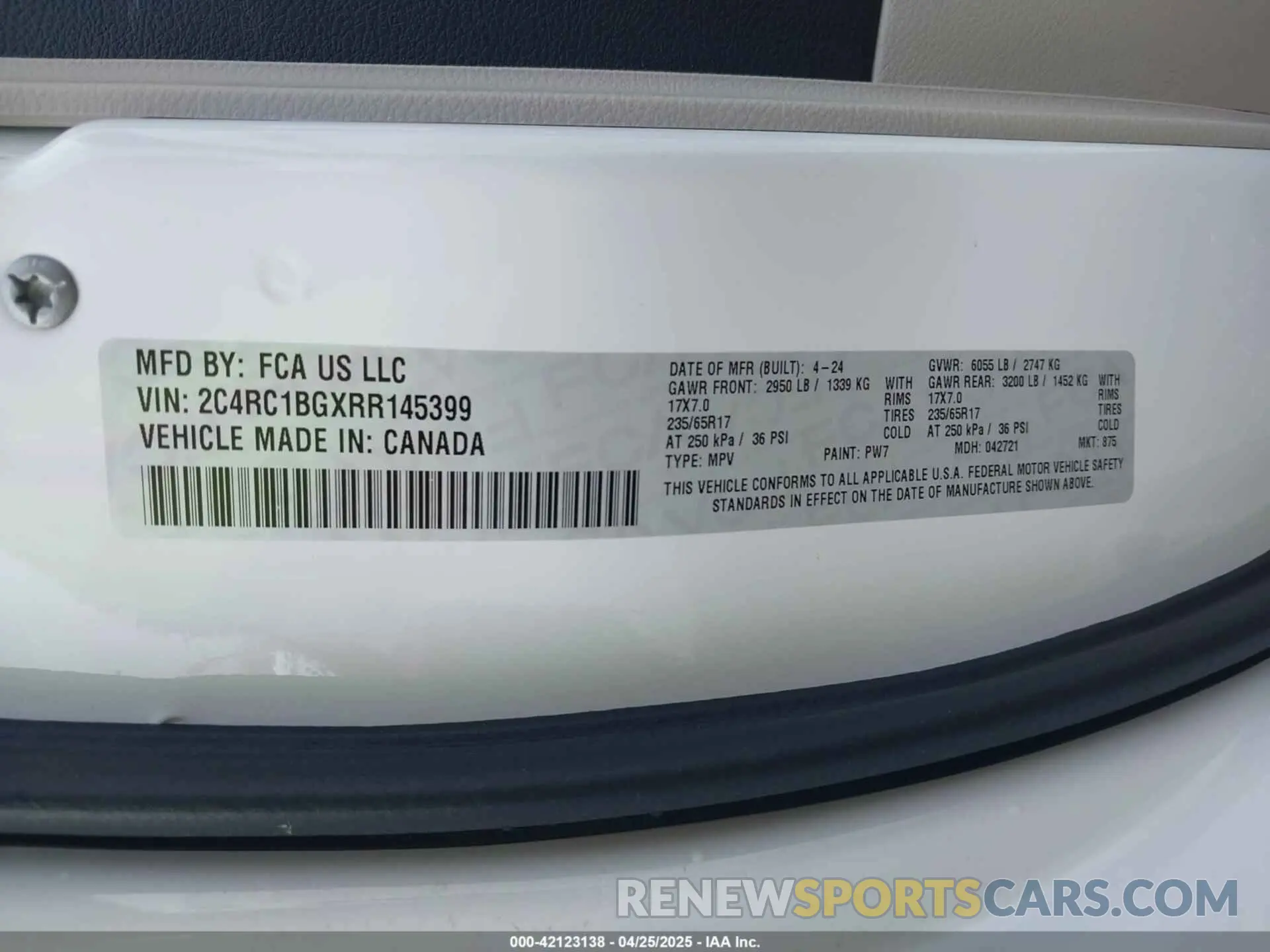 9 Фотография поврежденного автомобиля 2C4RC1BGXRR145399 CHRYSLER PACIFICA 2024