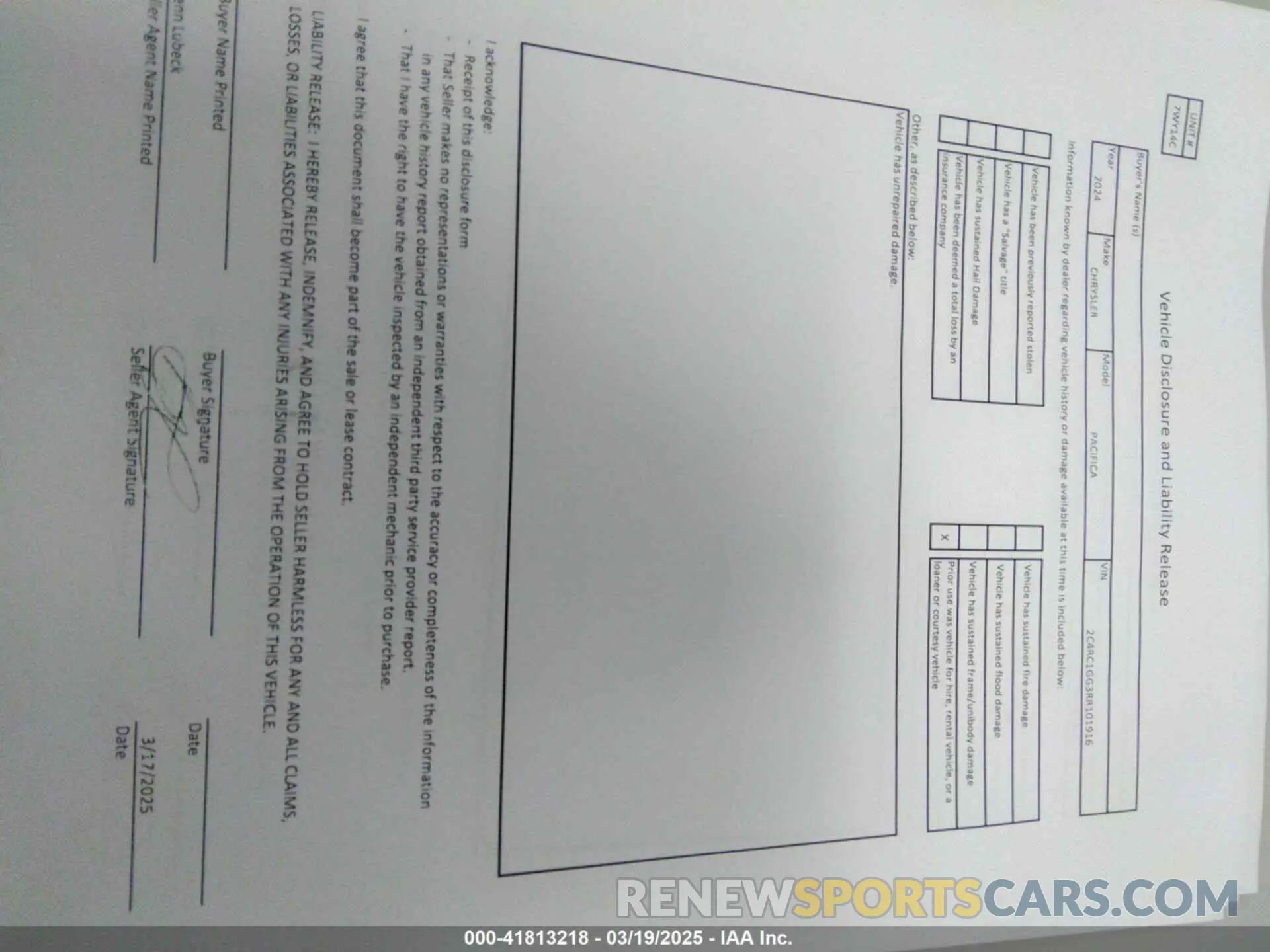 17 Photograph of a damaged car 2C4RC1GG3RR101916 CHRYSLER PACIFICA 2024