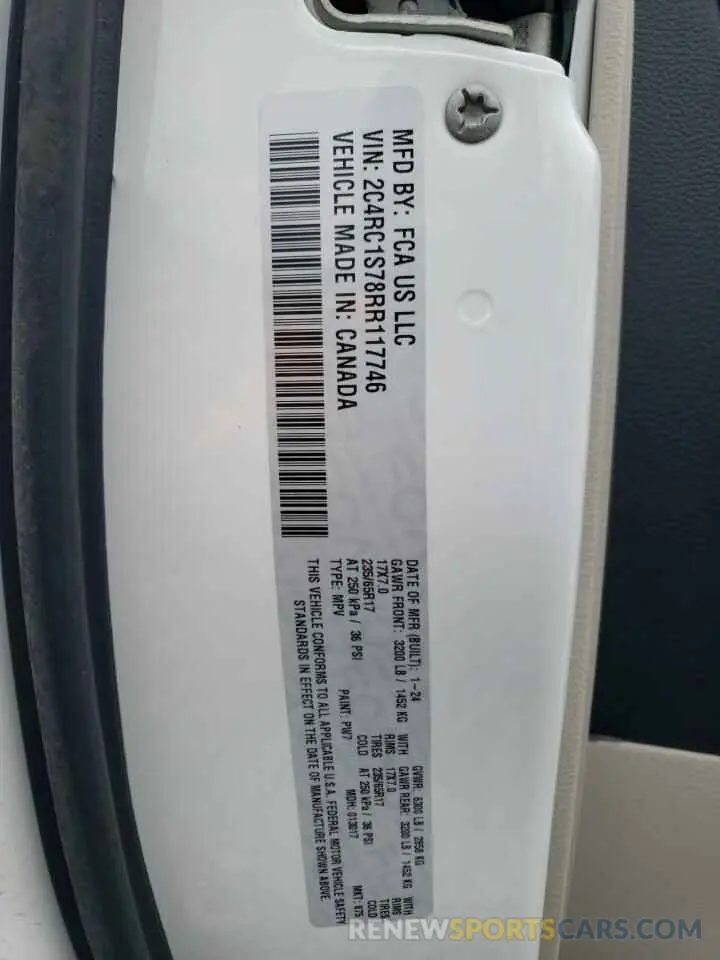 13 Фотография поврежденного автомобиля 2C4RC1S78RR117746 CHRYSLER PACIFICA 2024