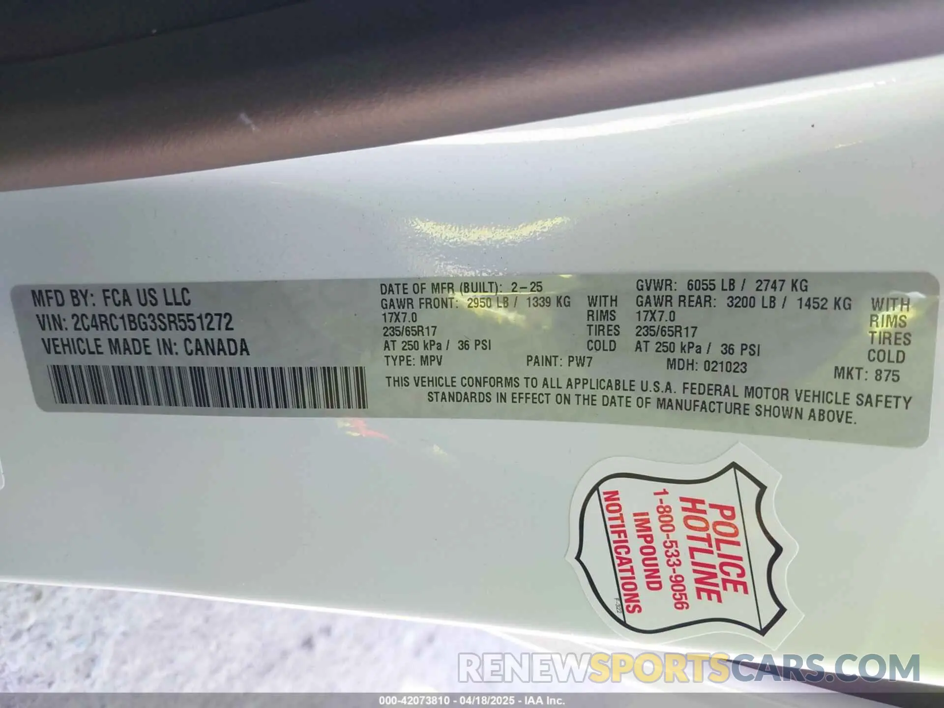 9 Фотография поврежденного автомобиля 2C4RC1BG3SR551272 CHRYSLER PACIFICA 2025