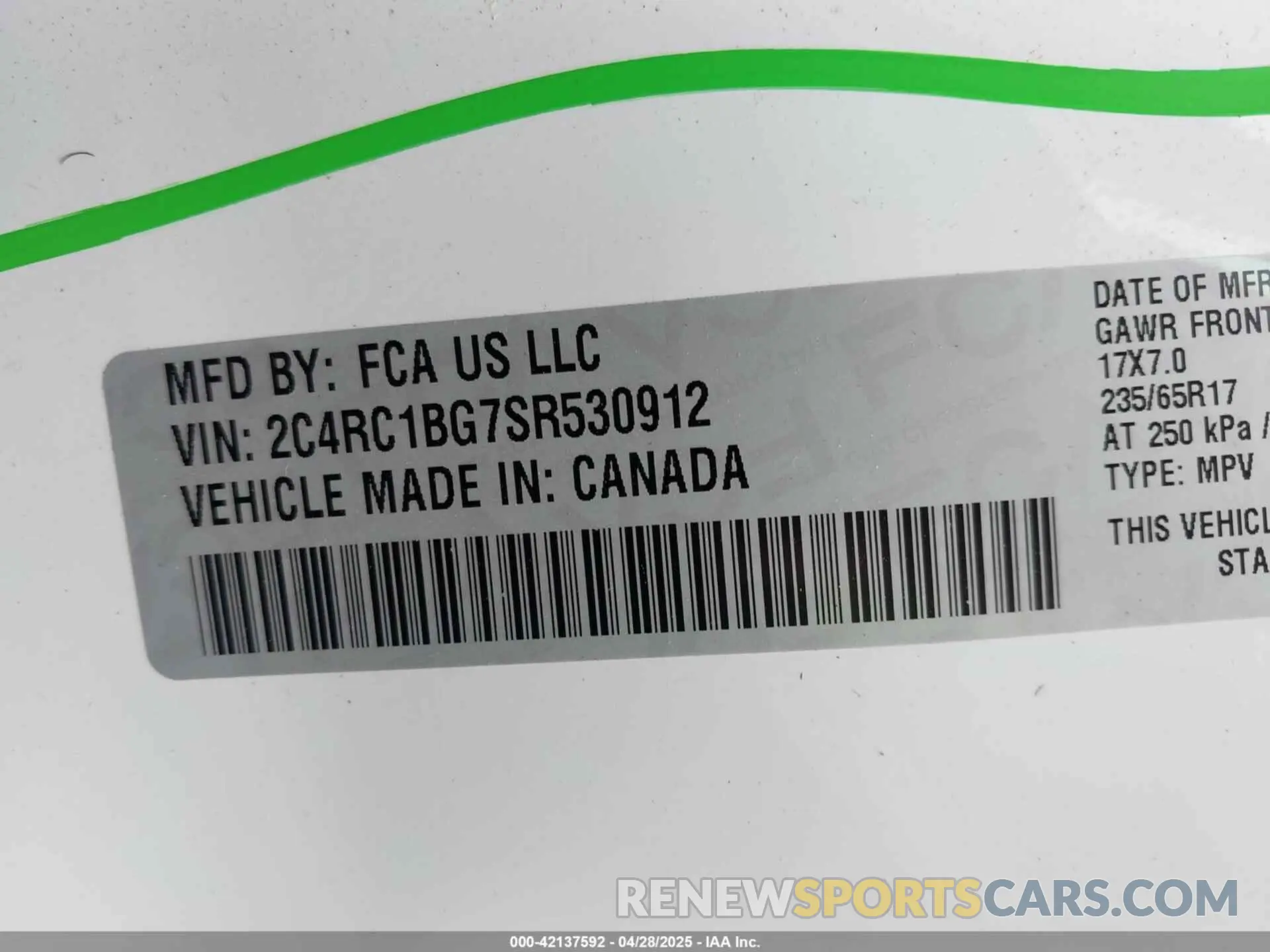 9 Фотография поврежденного автомобиля 2C4RC1BG7SR530912 CHRYSLER PACIFICA 2025