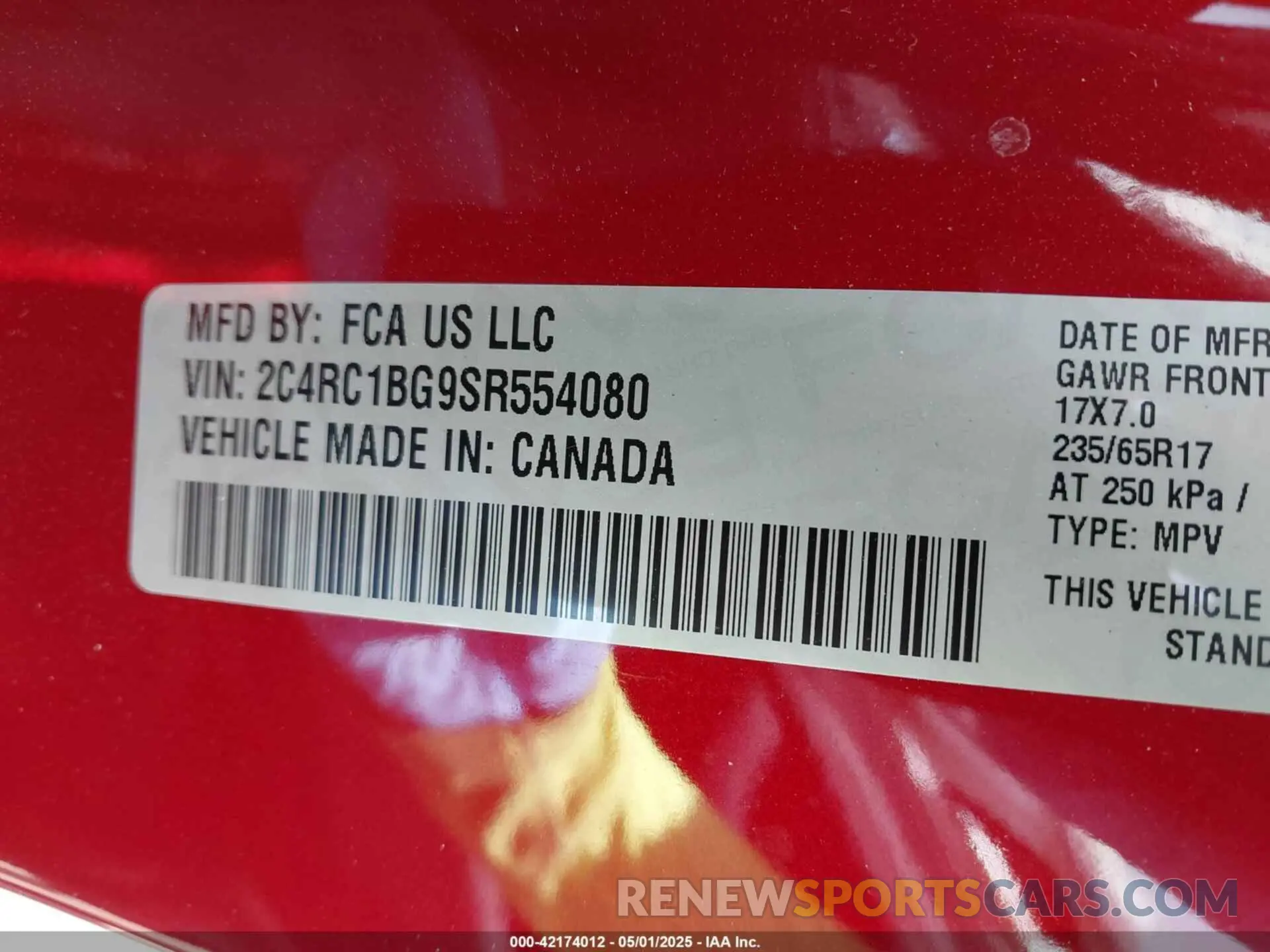 9 Фотография поврежденного автомобиля 2C4RC1BG9SR554080 CHRYSLER PACIFICA 2025