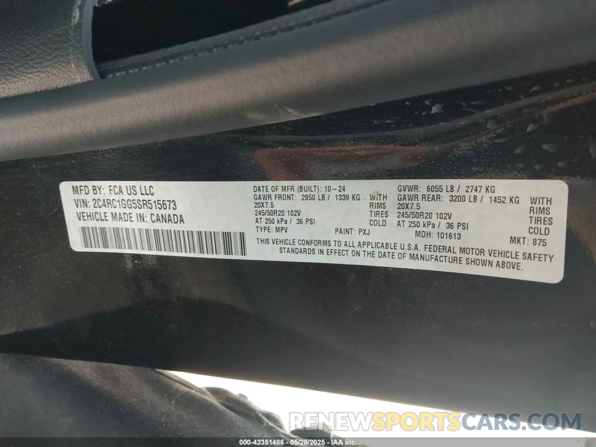 9 Photograph of a damaged car 2C4RC1GG5SR515673 CHRYSLER PACIFICA 2025