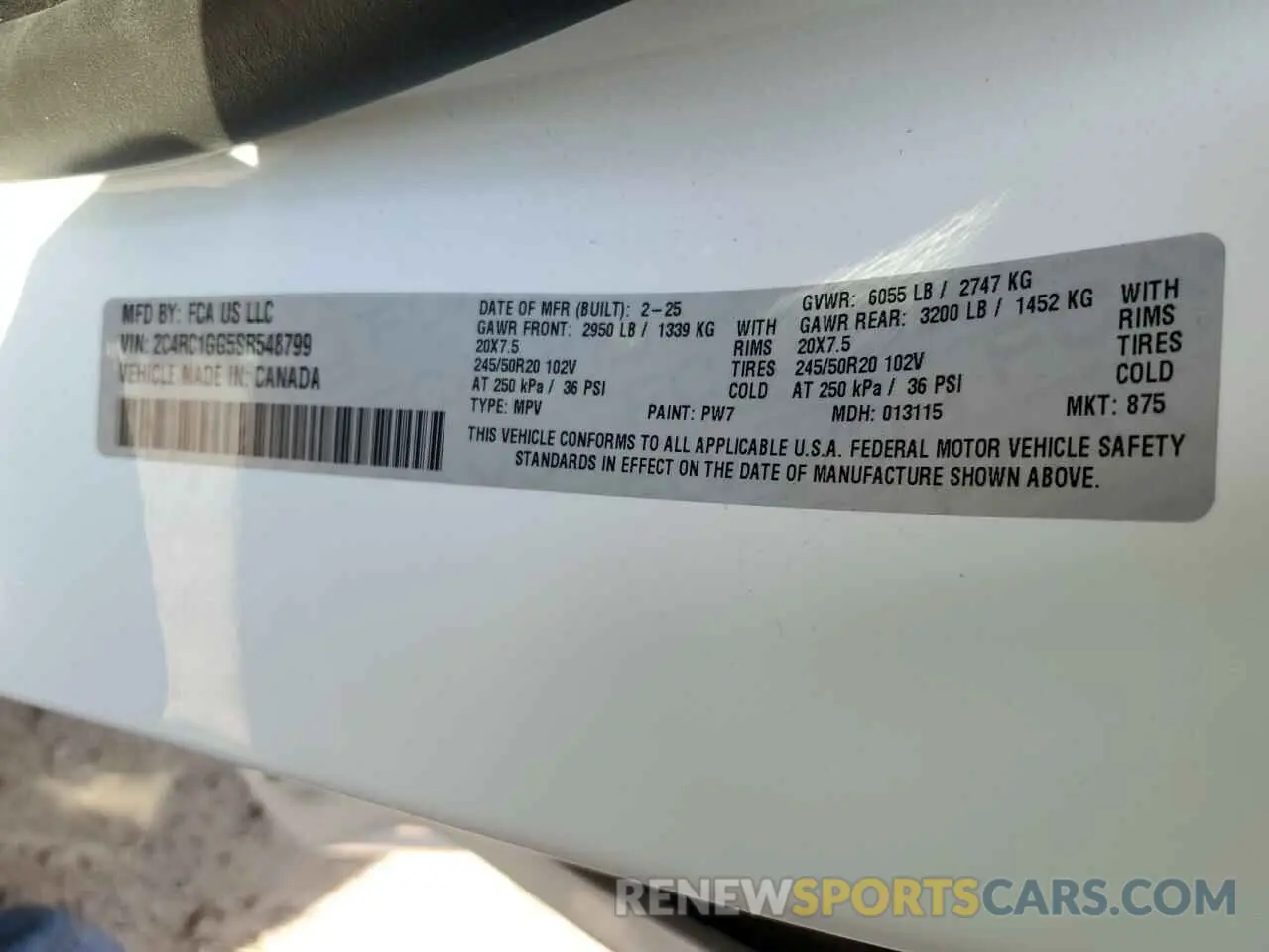 13 Фотография поврежденного автомобиля 2C4RC1GG5SR548799 CHRYSLER PACIFICA 2025