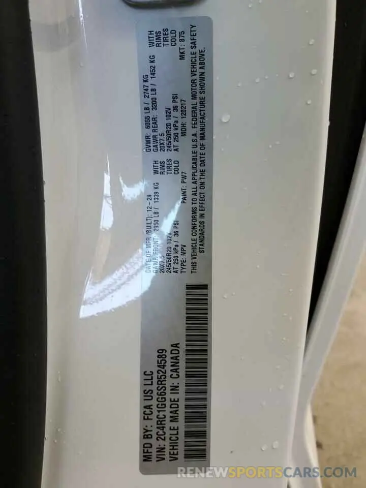 13 Фотография поврежденного автомобиля 2C4RC1GG6SR524589 CHRYSLER PACIFICA 2025