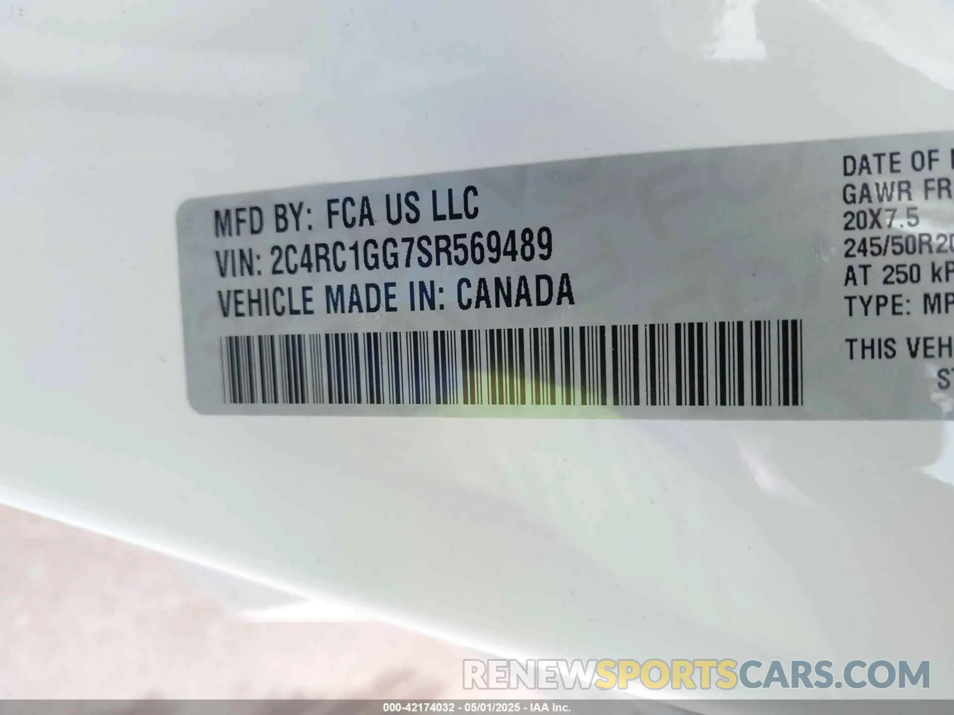 9 Photograph of a damaged car 2C4RC1GG7SR569489 CHRYSLER PACIFICA 2025