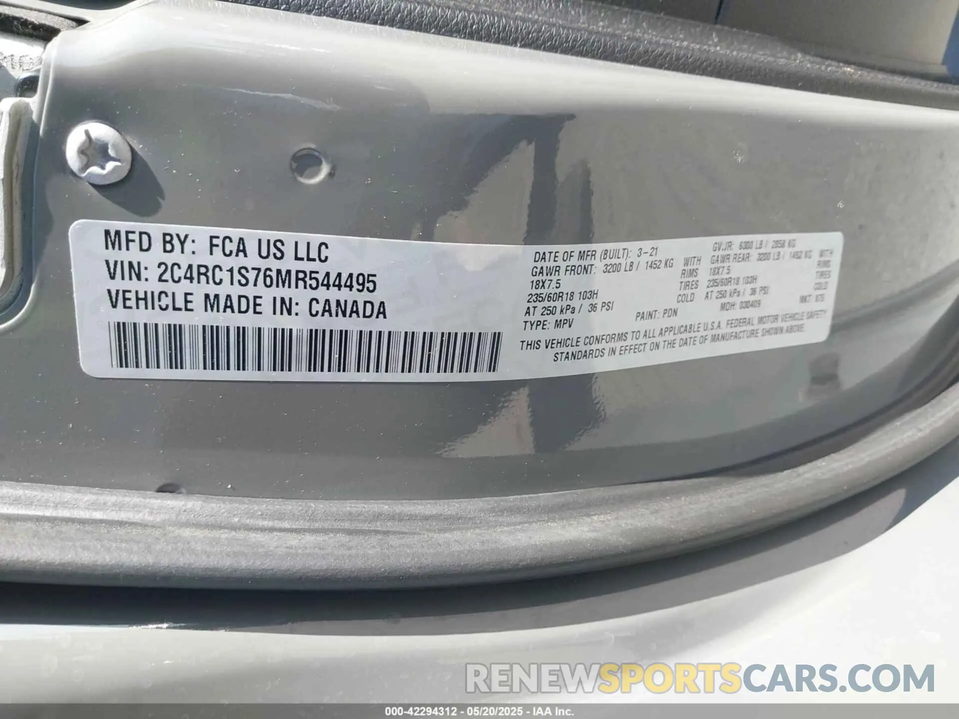 9 Фотография поврежденного автомобиля 2C4RC1S76MR544495 CHRYSLER PACIFICA HYBRID 2021