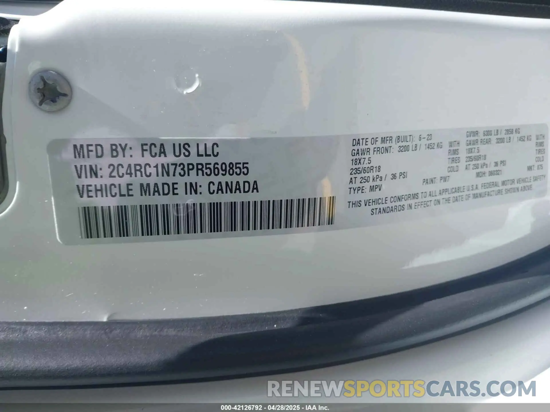 9 Фотография поврежденного автомобиля 2C4RC1N73PR569855 CHRYSLER PACIFICA HYBRID 2023
