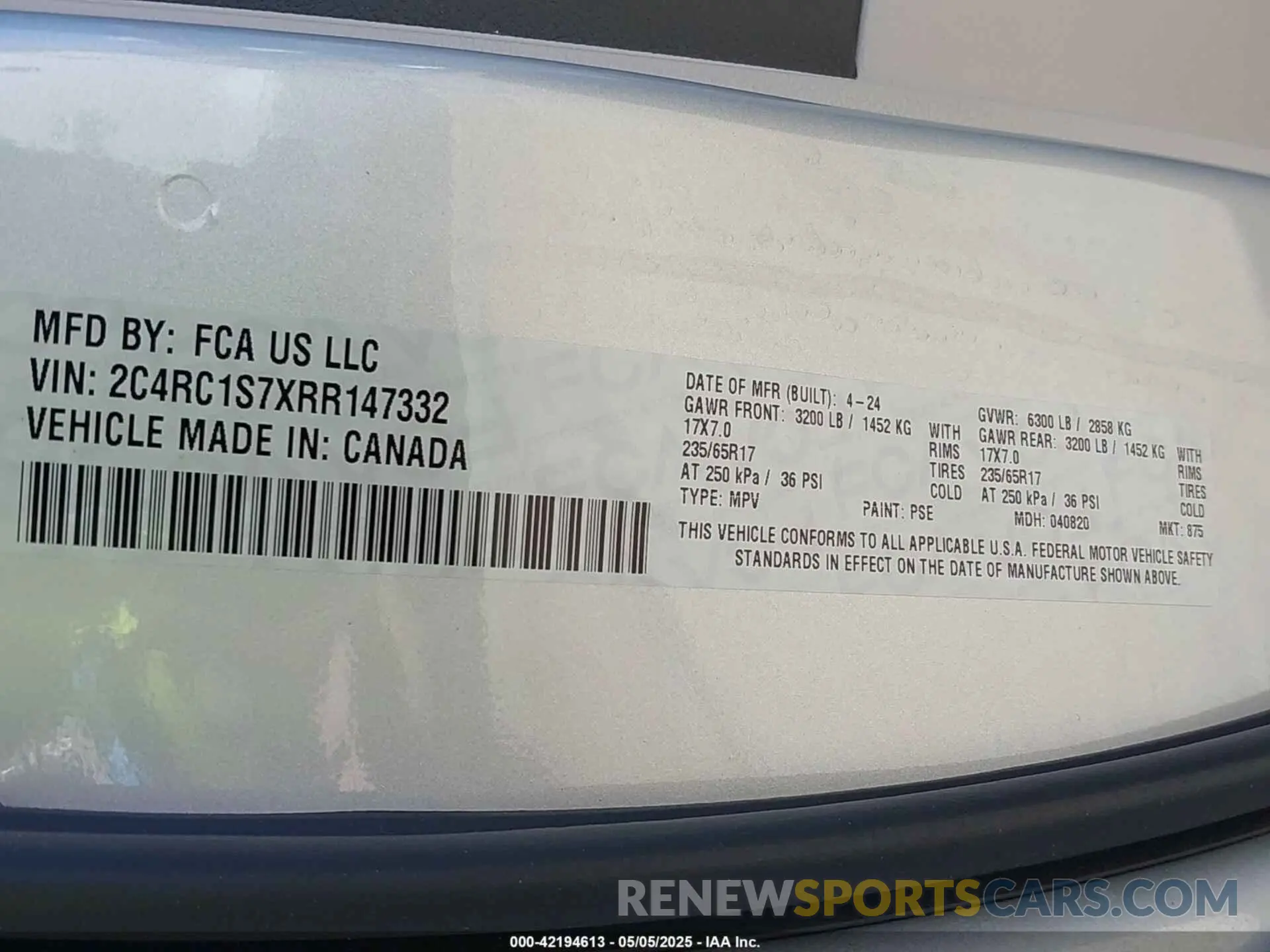 9 Фотография поврежденного автомобиля 2C4RC1S7XRR147332 CHRYSLER PACIFICA HYBRID 2024
