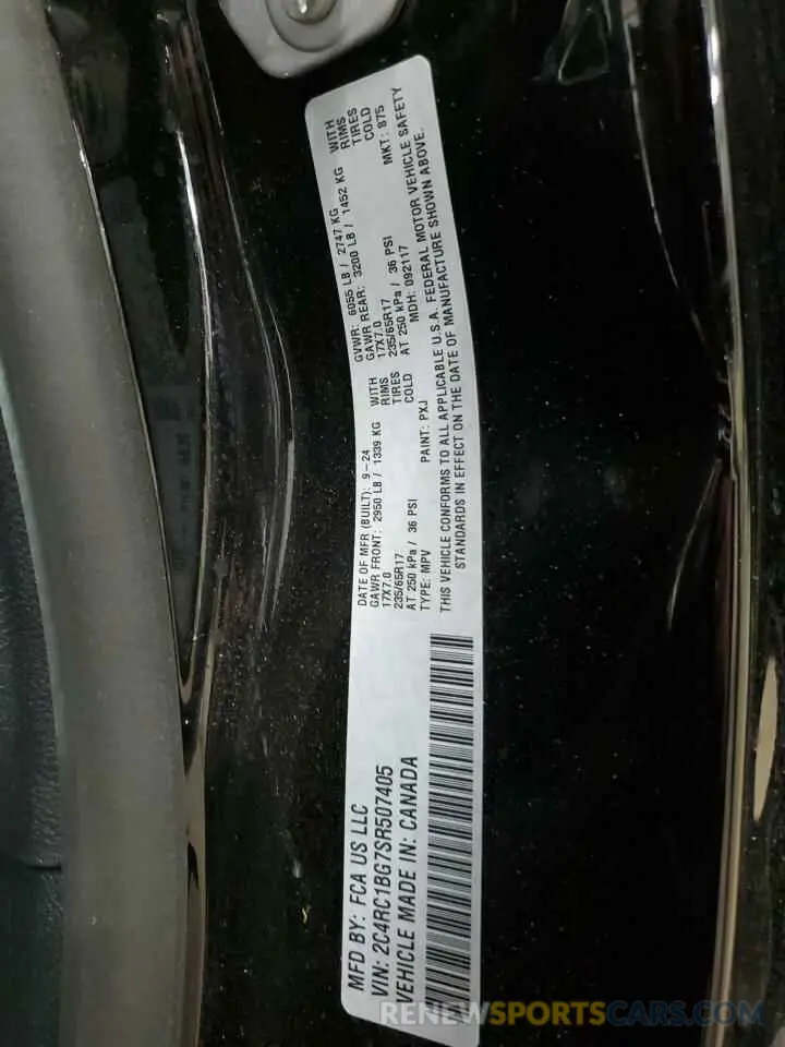 12 Photograph of a damaged car 2C4RC1BG7SR507405 CHRYSLER PACIFICA S 2025