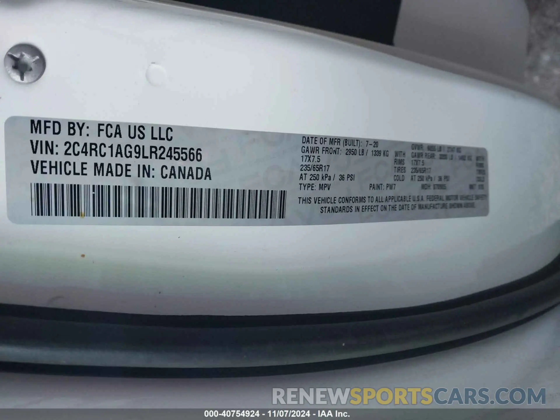 9 Фотография поврежденного автомобиля 2C4RC1AG9LR245566 CHRYSLER VOYAGER 2020