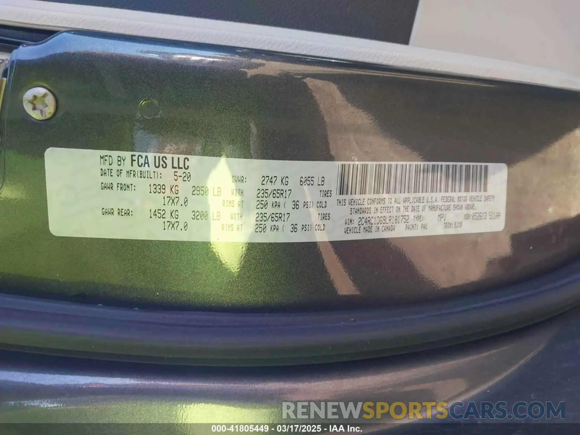 9 Фотография поврежденного автомобиля 2C4RC1DG9LR181752 CHRYSLER VOYAGER 2020