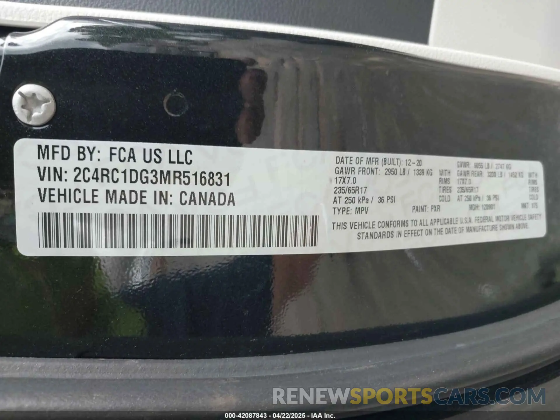 9 Фотография поврежденного автомобиля 2C4RC1DG3MR516831 CHRYSLER VOYAGER 2021