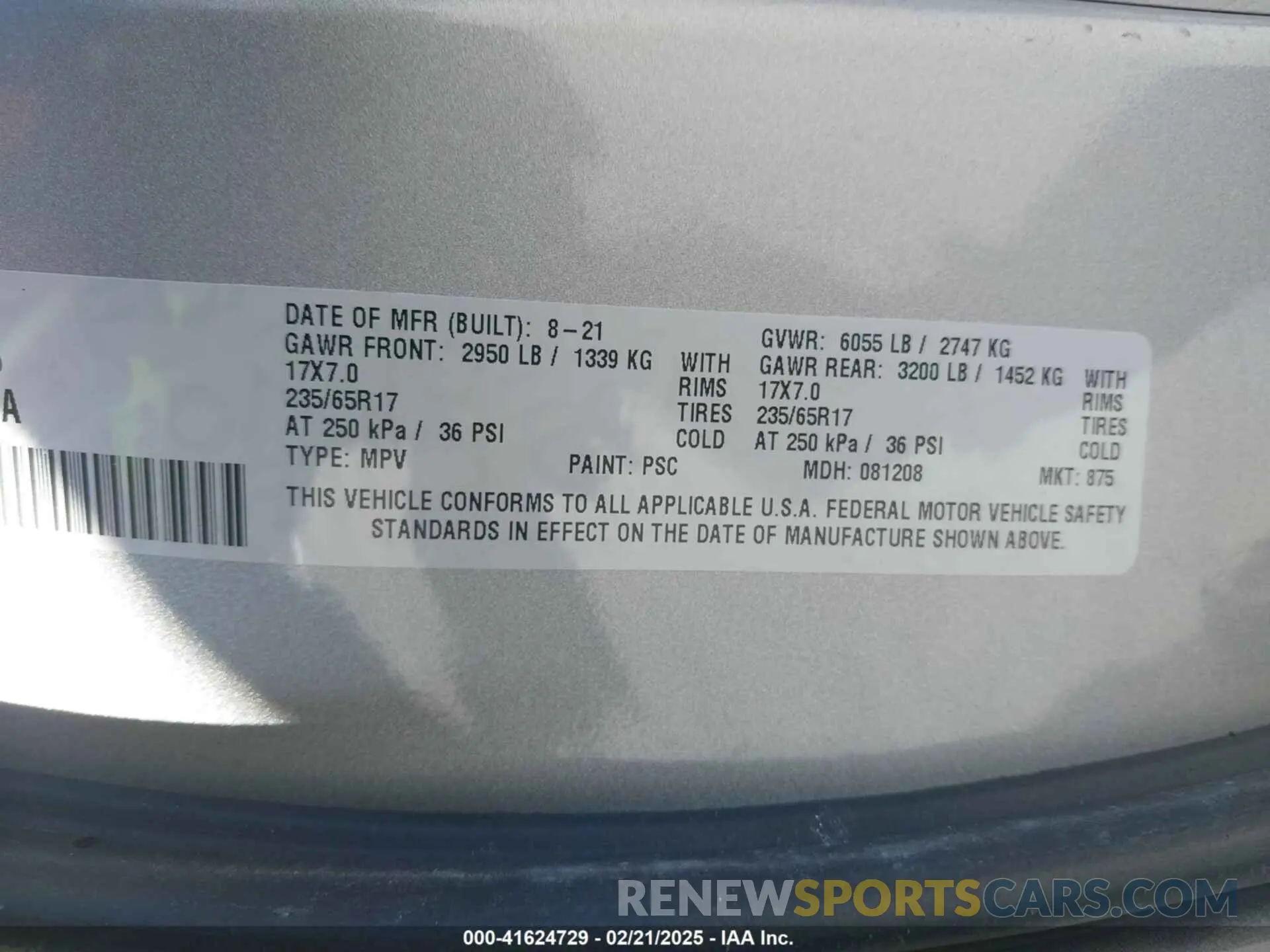 9 Фотография поврежденного автомобиля 2C4RC1DG7MR566518 CHRYSLER VOYAGER 2021