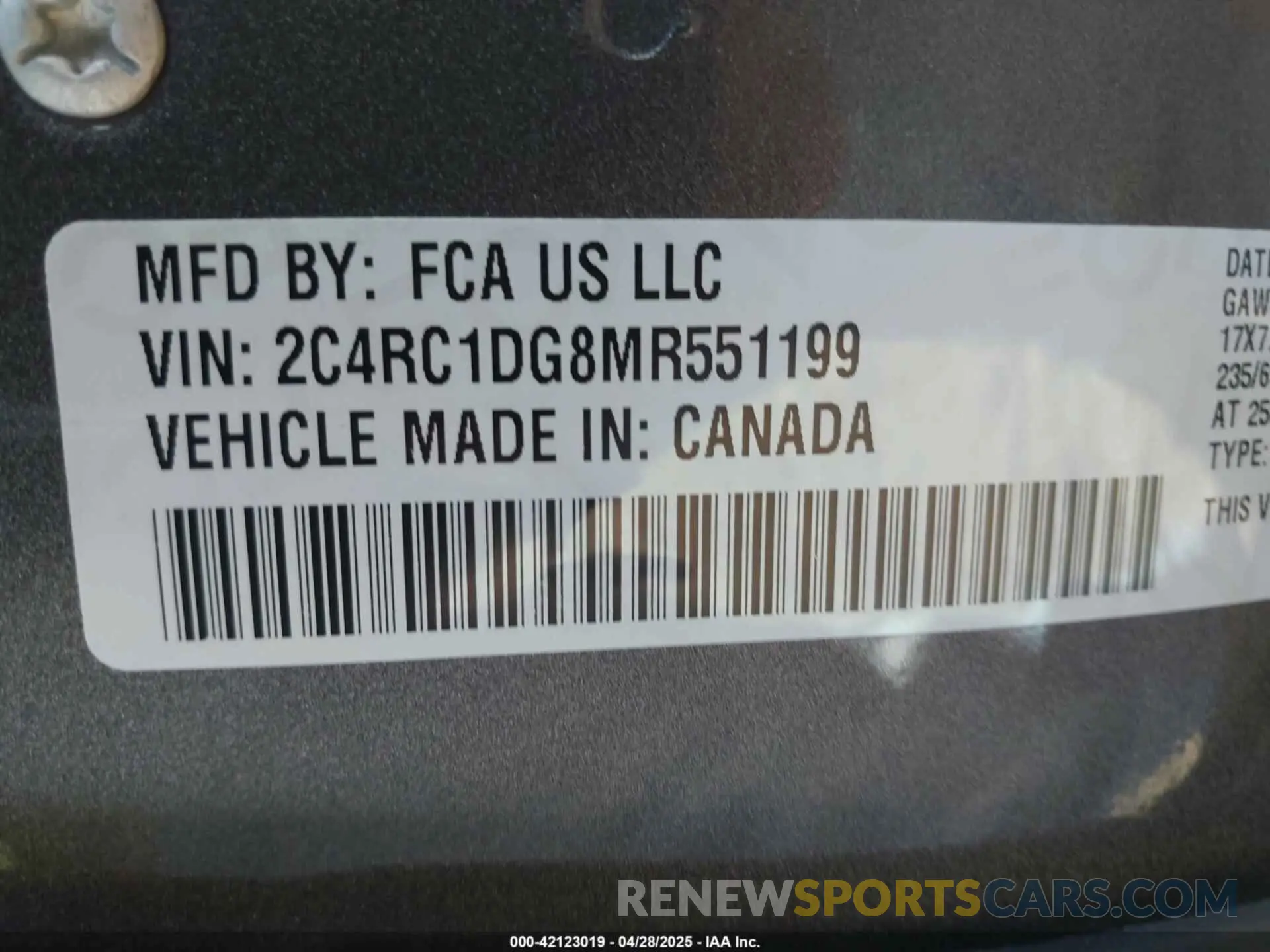 9 Фотография поврежденного автомобиля 2C4RC1DG8MR551199 CHRYSLER VOYAGER 2021