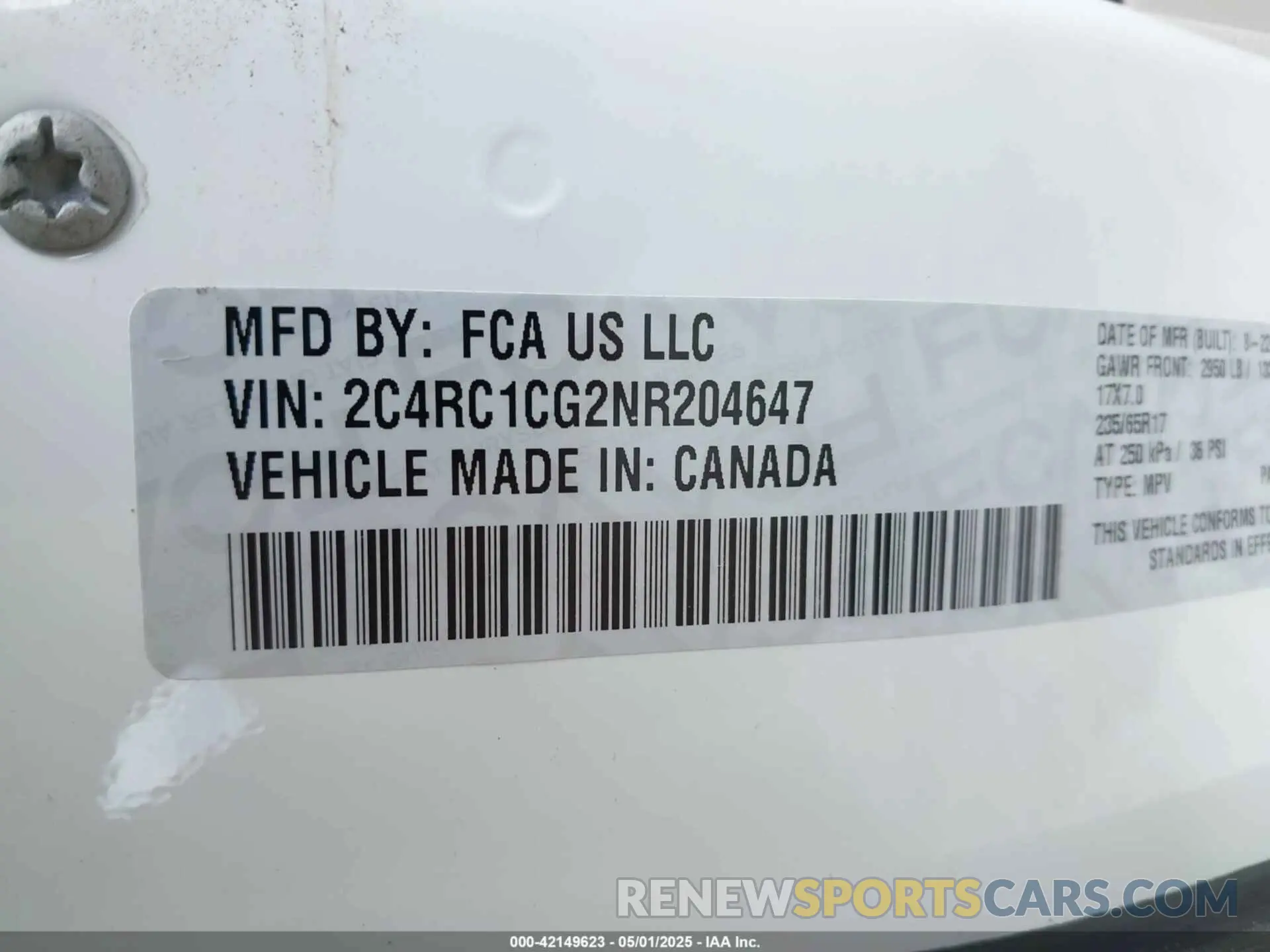 9 Фотография поврежденного автомобиля 2C4RC1CG2NR204647 CHRYSLER VOYAGER 2022