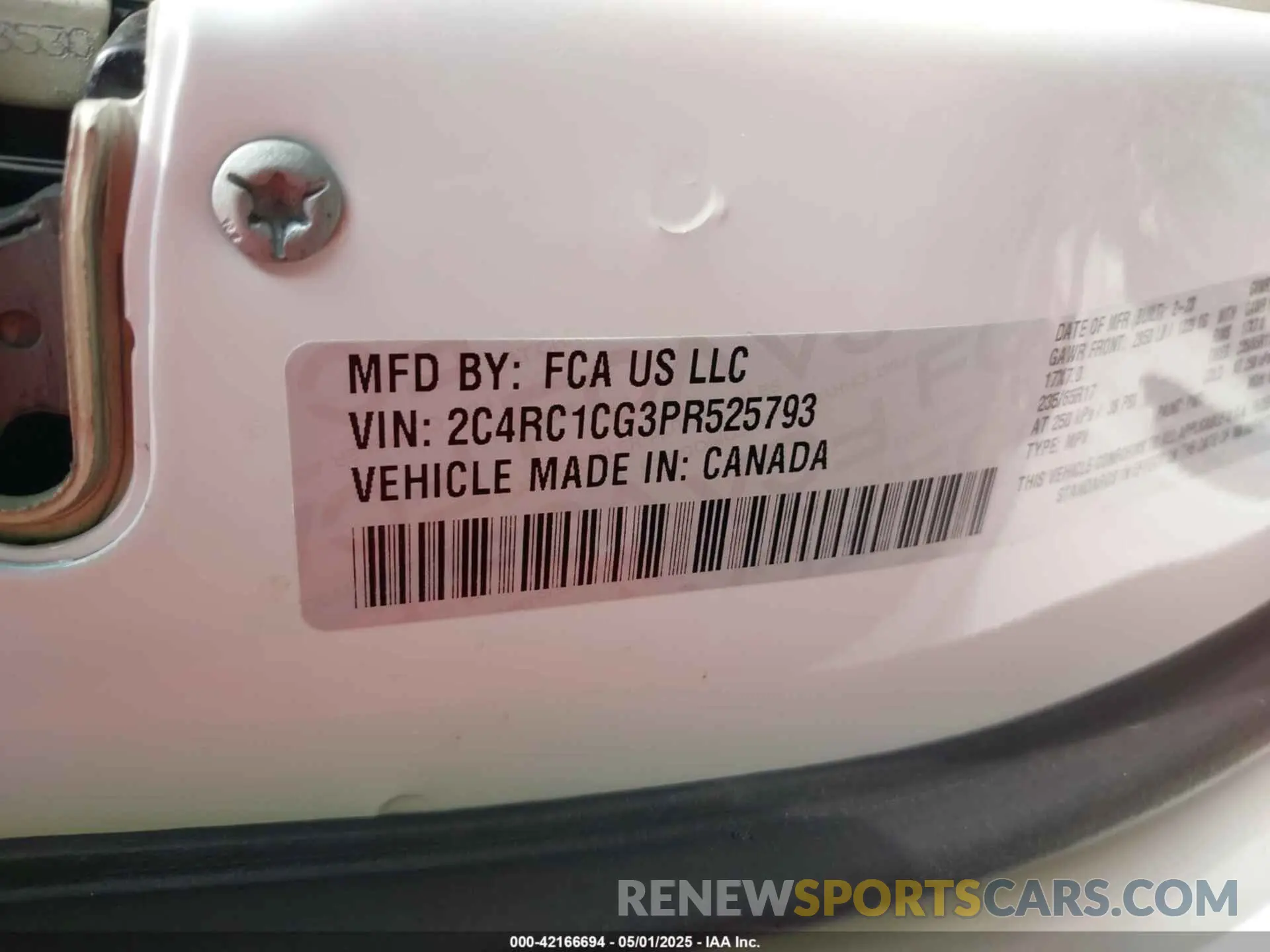 9 Фотография поврежденного автомобиля 2C4RC1CG3PR525793 CHRYSLER VOYAGER 2023