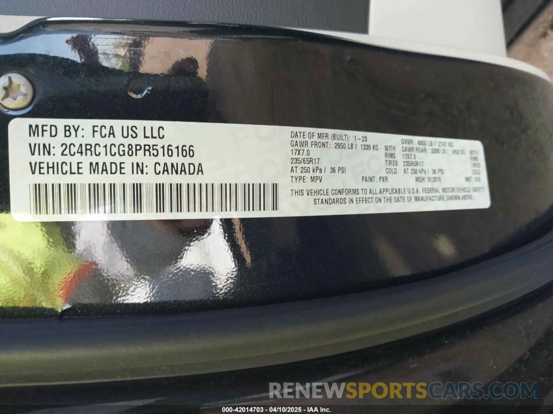 9 Фотография поврежденного автомобиля 2C4RC1CG8PR516166 CHRYSLER VOYAGER 2023