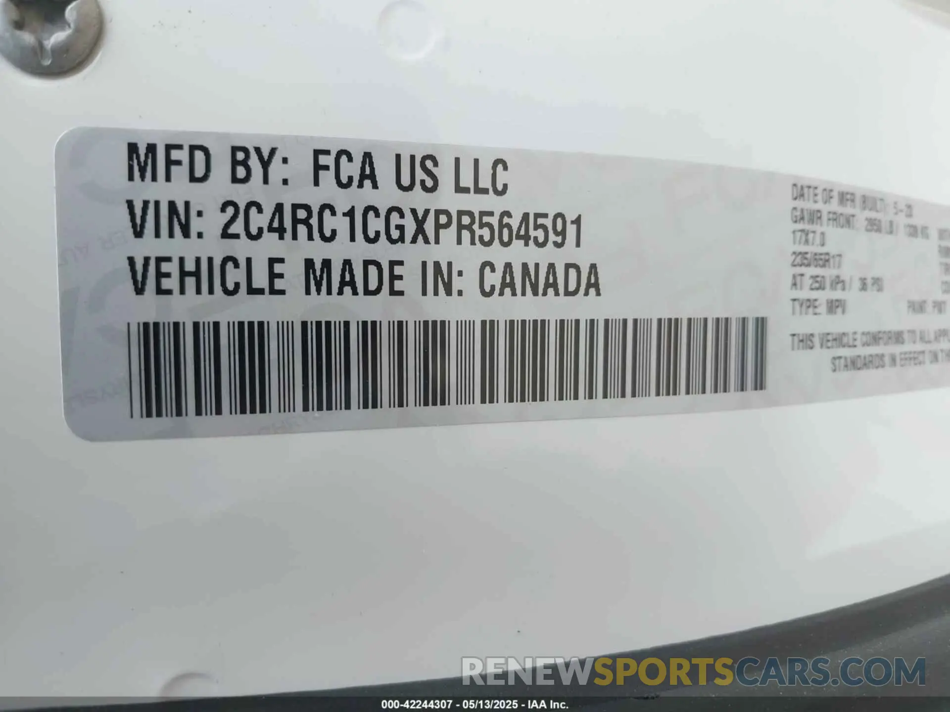 9 Photograph of a damaged car 2C4RC1CGXPR564591 CHRYSLER VOYAGER 2023