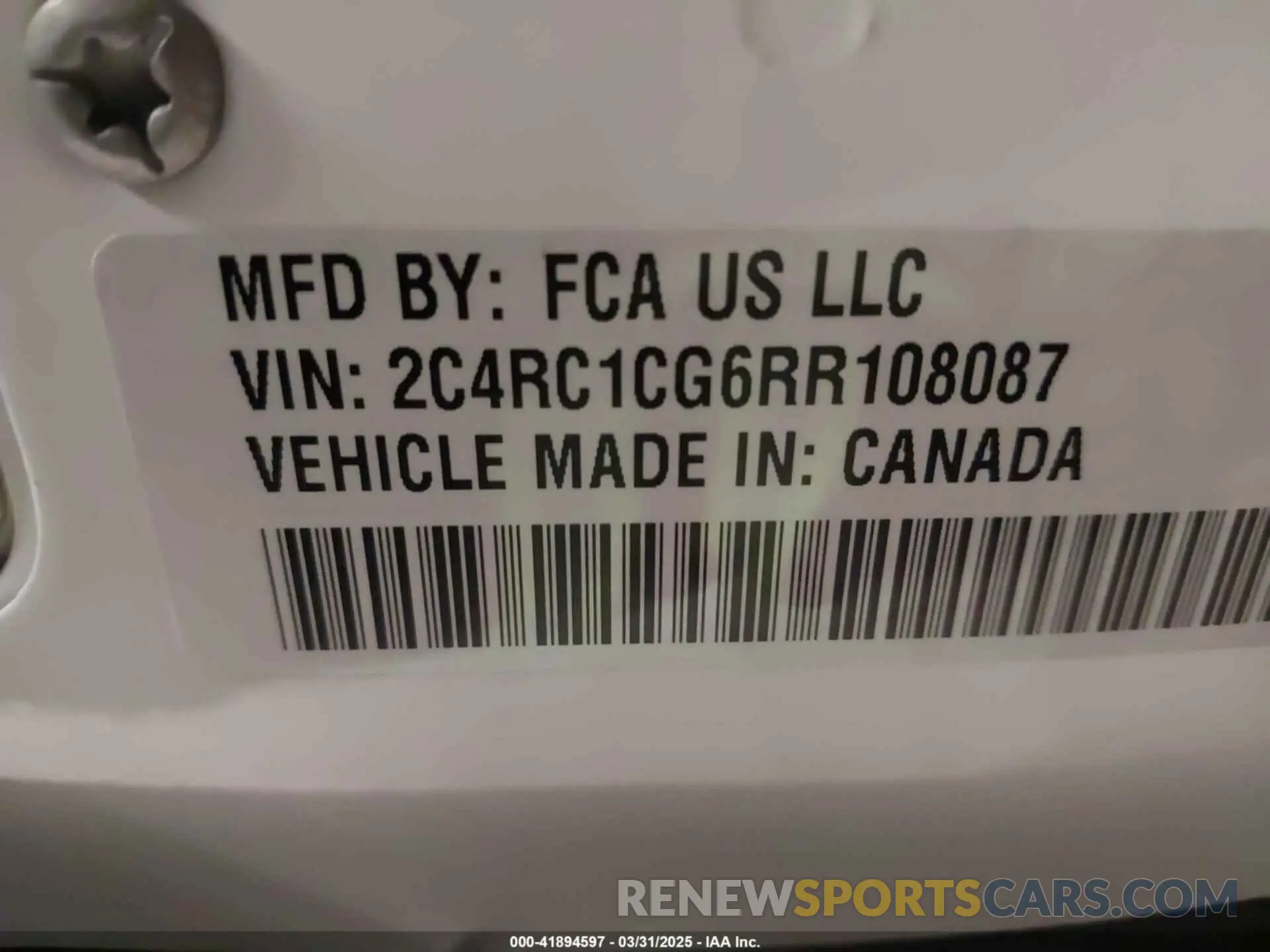 9 Photograph of a damaged car 2C4RC1CG6RR108087 CHRYSLER VOYAGER 2024