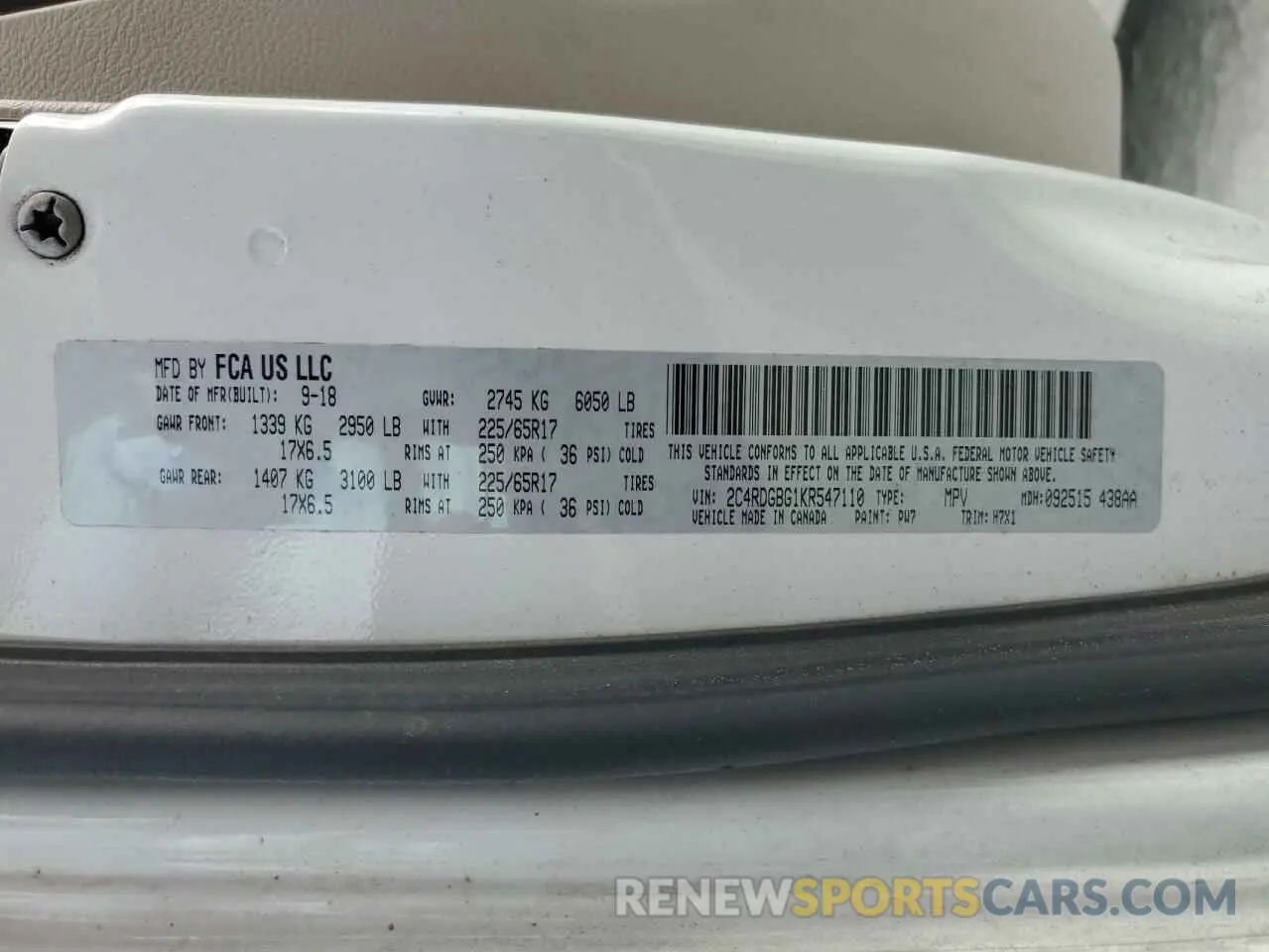 13 Photograph of a damaged car 2C4RDGBG1KR547110 DODGE CARAVAN 2019