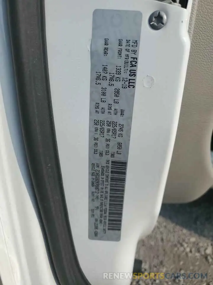 13 Photograph of a damaged car 2C4RDGBG9KR808712 DODGE CARAVAN 2019