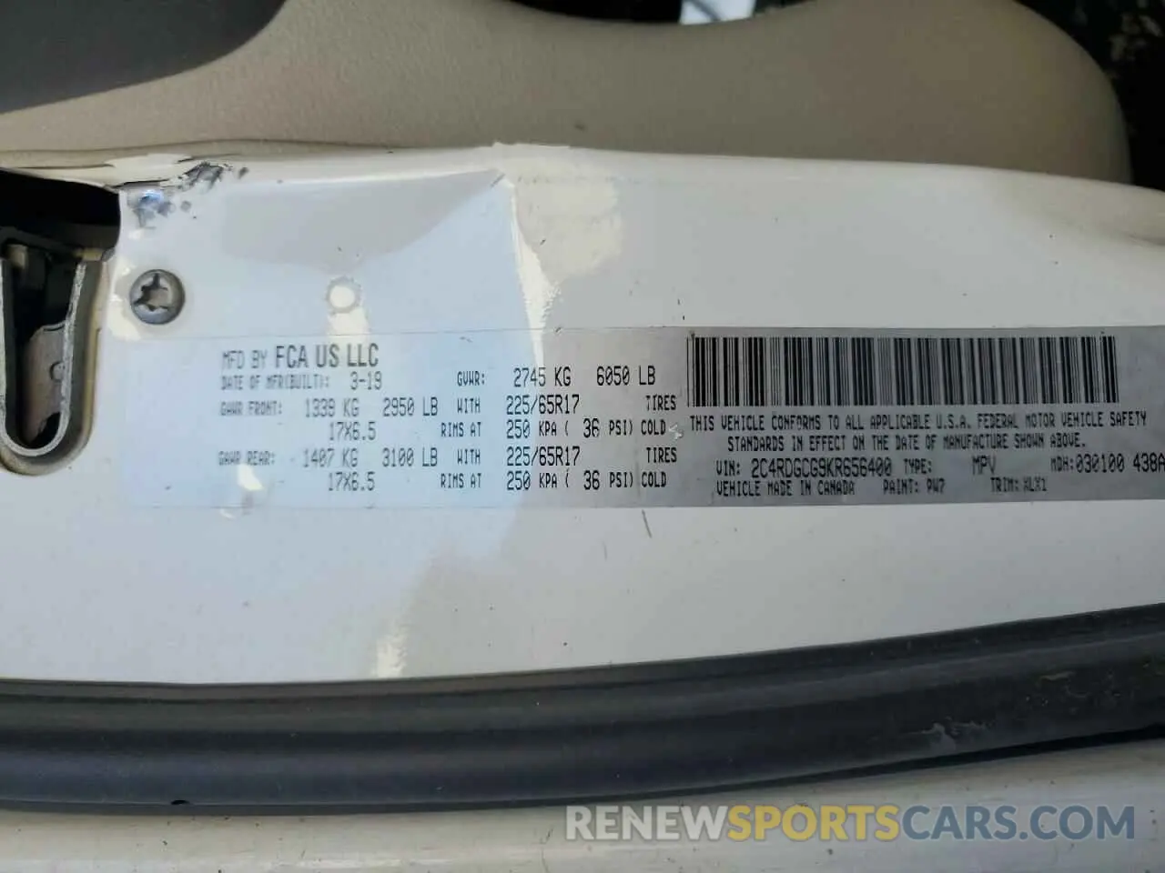 14 Фотография поврежденного автомобиля 2C4RDGCG9KR656400 DODGE CARAVAN 2019