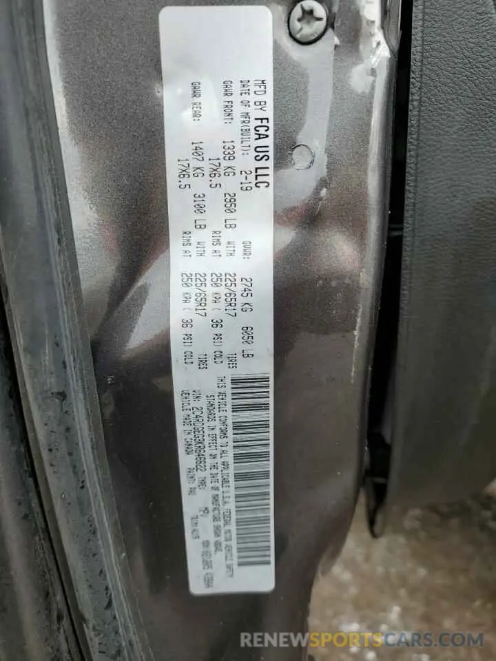 13 Photograph of a damaged car 2C4RDGEG3KR646622 DODGE CARAVAN 2019