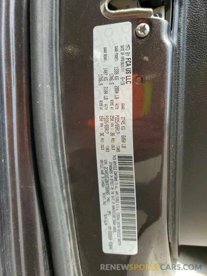 13 Photograph of a damaged car 2C4RDGEG9KR726085 DODGE CARAVAN 2019