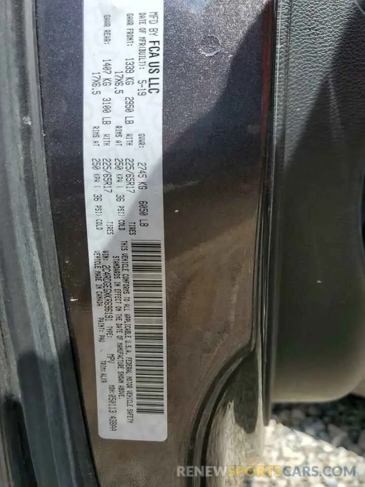 13 Photograph of a damaged car 2C4RDGEGXKR696191 DODGE CARAVAN 2019
