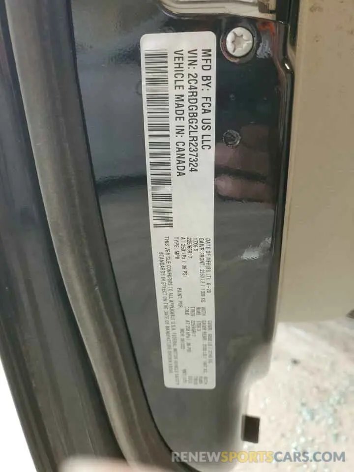13 Фотография поврежденного автомобиля 2C4RDGBG2LR237324 DODGE CARAVAN 2020
