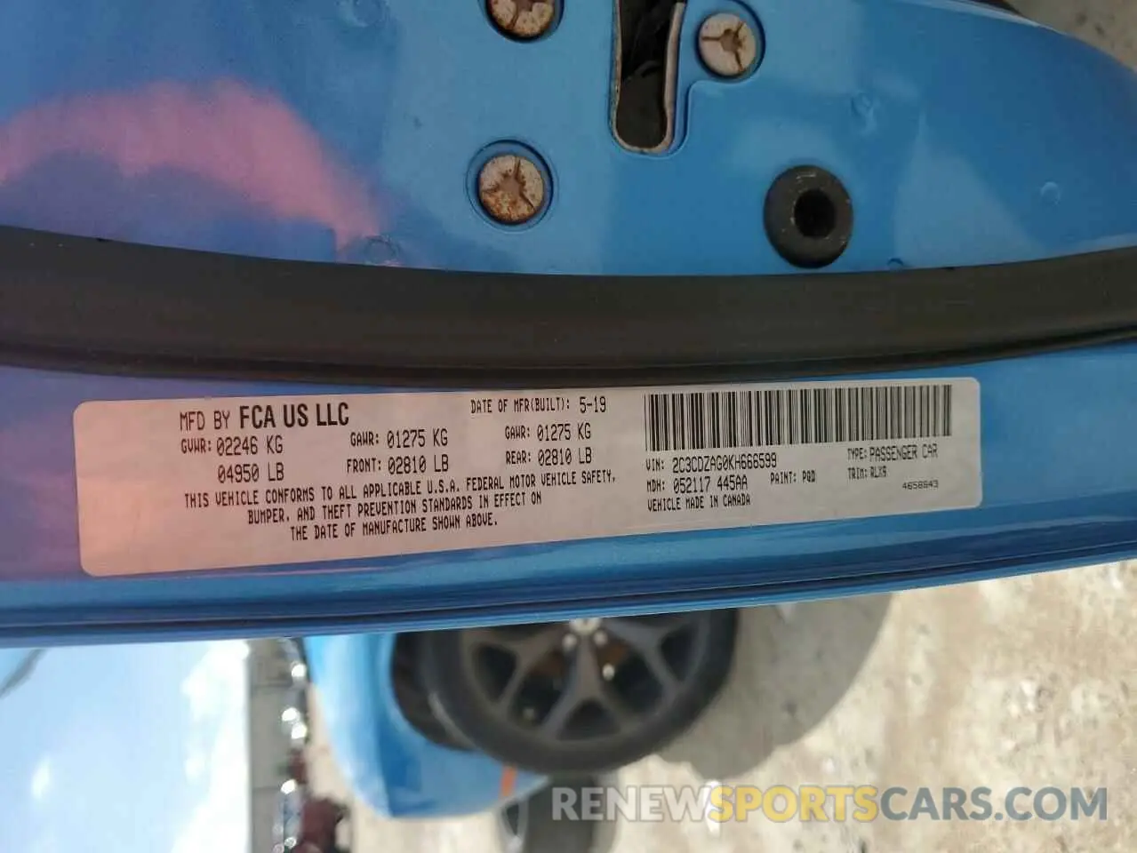13 Фотография поврежденного автомобиля 2C3CDZAG0KH666599 DODGE CHALLENGER 2019