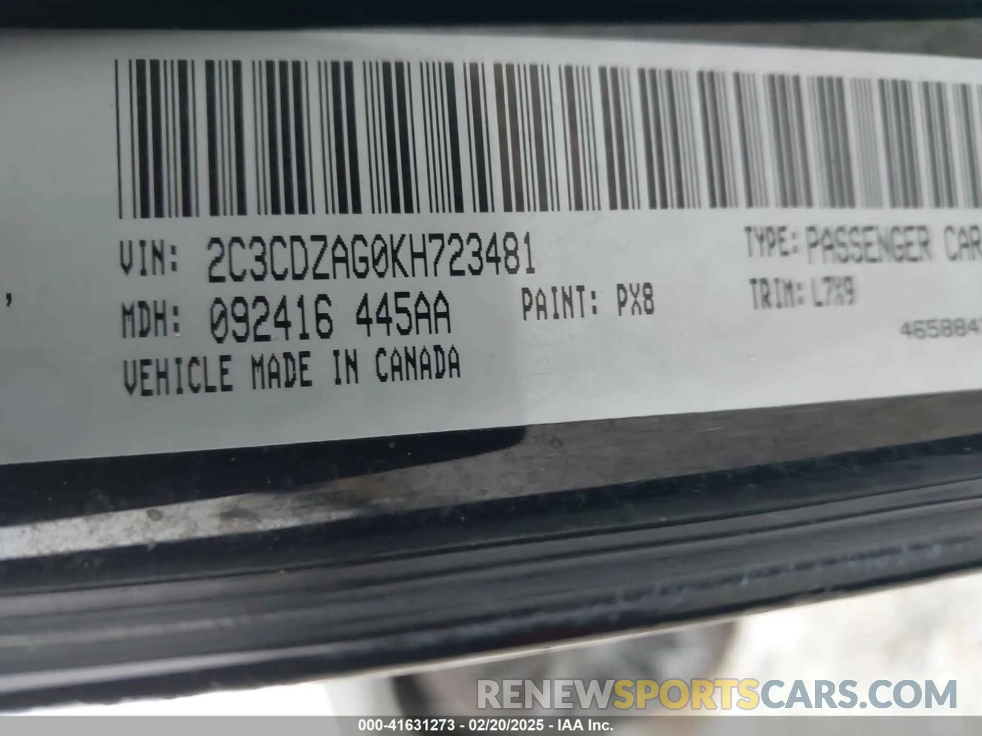9 Фотография поврежденного автомобиля 2C3CDZAG0KH723481 DODGE CHALLENGER 2019