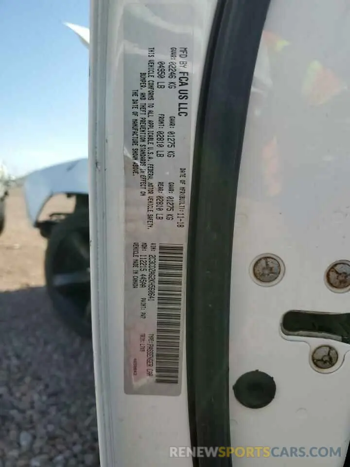 12 Photograph of a damaged car 2C3CDZAG2KH560641 DODGE CHALLENGER 2019