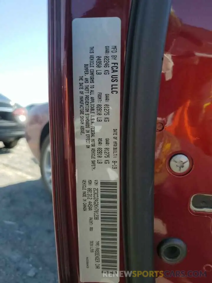 12 Photograph of a damaged car 2C3CDZAG2KH701238 DODGE CHALLENGER 2019