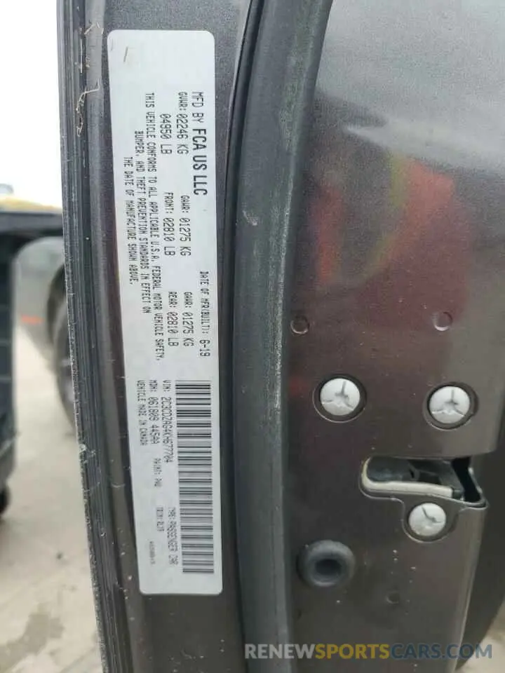 12 Photograph of a damaged car 2C3CDZAG4KH677704 DODGE CHALLENGER 2019