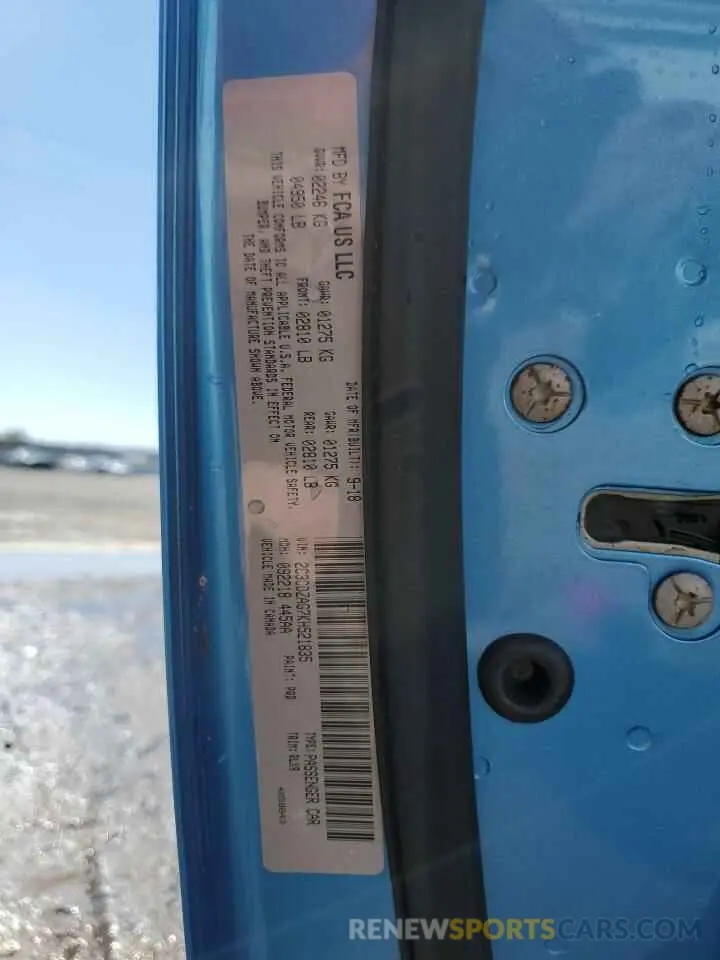12 Photograph of a damaged car 2C3CDZAG7KH521835 DODGE CHALLENGER 2019