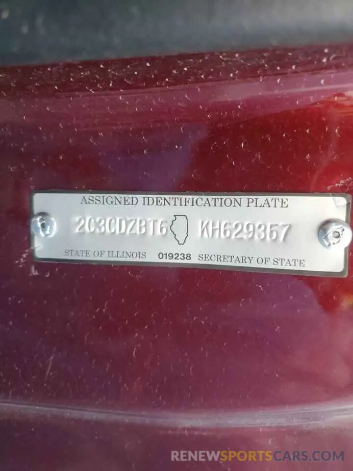 13 Photograph of a damaged car 2C3CDZBT6KH629357 DODGE CHALLENGER 2019