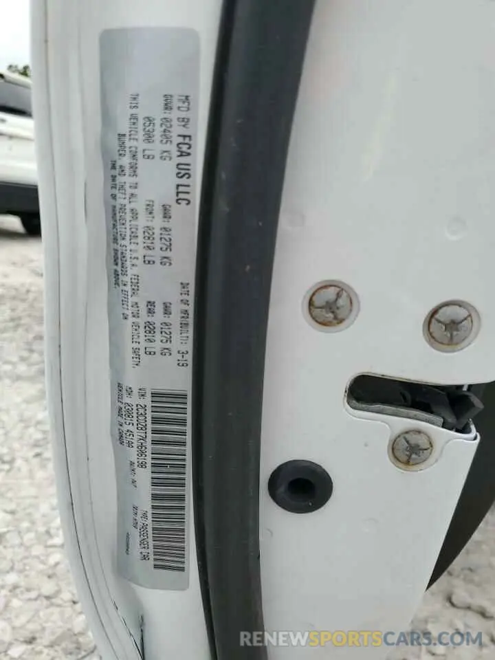 12 Photograph of a damaged car 2C3CDZBT7KH606198 DODGE CHALLENGER 2019