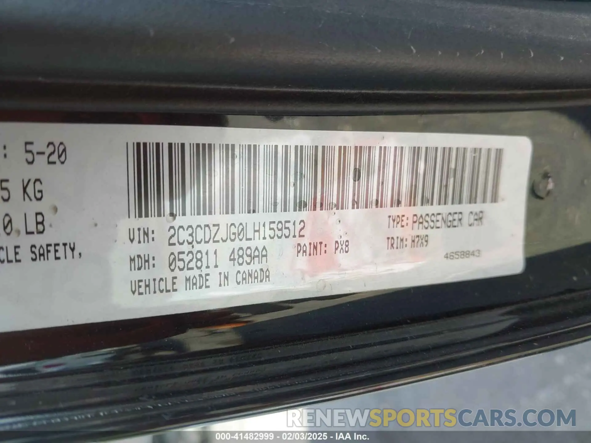 9 Фотография поврежденного автомобиля 2C3CDZJG0LH159512 DODGE CHALLENGER 2020